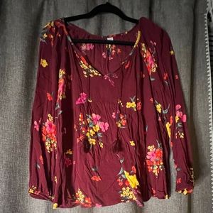 Maroon Floral Top